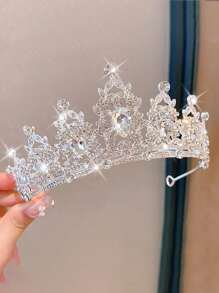 1件时尚合金金色皇冠发饰，适合女士婚礼和派对（不含包装盒）头饰 情人节配饰