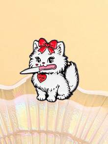 1 件快乐哭泣竖起大拇指猫珐琅别针，可爱动物徽章