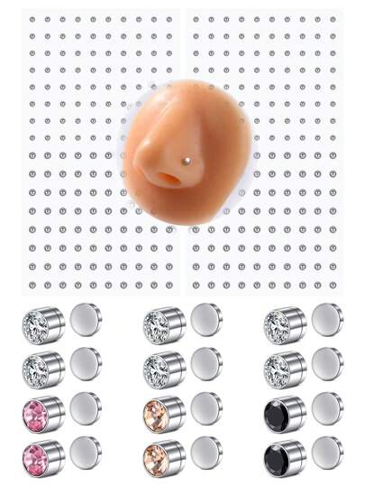 Fake Nose Stud Fake Nose Ring Stud Fake Nose Piercing Fake Lip Ring Fake Earrings Stud Silver Gold Fake Cartilage Helix Earring Clip On Earring Hoop Fake Eyebrow Ring Fake Bridge Piercing