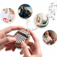 Piano de pulgar Kalimba de madera sólida de 8 teclas, mini piano de pulgar Kalimba, regalo colgante, piano de dedo portátil