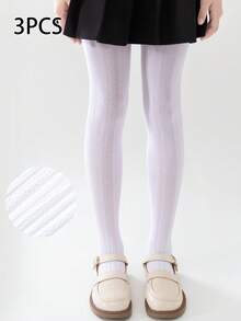 3 cặp quần tất Jacquard màu trơn, quần tất co giãn cao cho mọi mùa - Nhiều màu - Xem 16