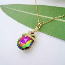 18k Gold Plated Water Drop Crystal Multicolor  Snake Pendant Necklace 16"+2"2025 - 豐富多彩的 - 查看 11
