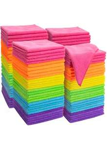 20pcs/Pack Ultra-Soft Microfiber Cleaning Cloths, 11.5" X 11.5", Random Colors, Absorbent Rags, Kitchen Cleaning Cloths, Glass Cleaning Cloths, Multi-Purpose Soft Quick-Dry Sponge Set - Kitchen, Bathroom, Home Essentials - Multicolor - View 1