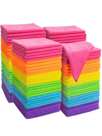 20pcs/Pack Ultra-Soft Microfiber Cleaning Cloths, 11.5" X 11.5", Random Colors, Absorbent Rags, Kitchen Cleaning Cloths, Glass Cleaning Cloths, Multi-Purpose Soft Quick-Dry Sponge Set - Kitchen, Bathroom, Home Essentials