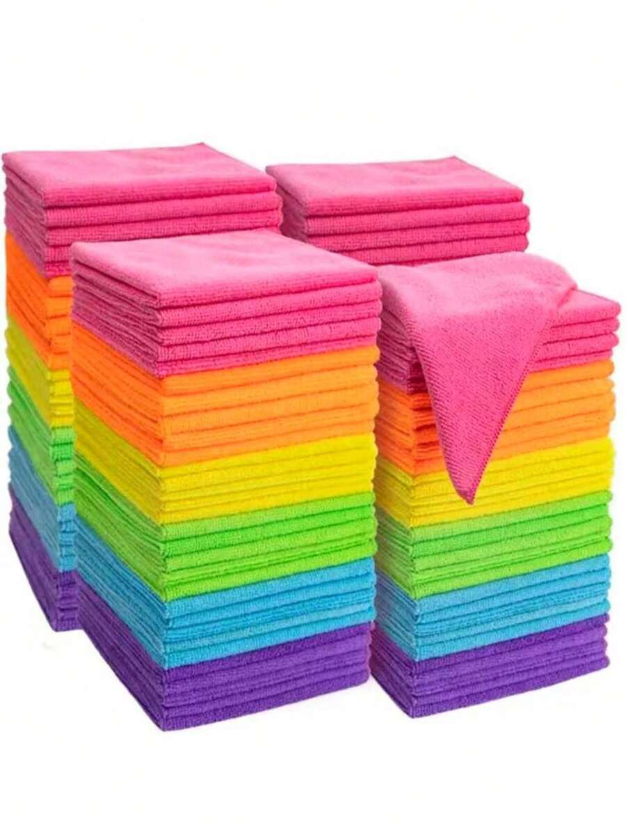 20pcs/Pack Ultra-Soft Microfiber Cleaning Cloths, 11.5" X 11.5", Random Colors, Absorbent Rags, Kitchen Cleaning Cloths, Glass Cleaning Cloths, Multi-Purpose Soft Quick-Dry Sponge Set - Kitchen, Bathroom, Home Essentials - Multicolor - View 1