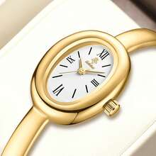 YaLaLuSi YaLaLuSi Brand 1 Piece 2025 Latest Model Elegant Oval Women's Quartz Watch Classic Simple Solid Color Dial Roman Numerals And Bar Markers Clear And Easy To Read Easy To Wear Bracelet Style Quartz Movement Precise Timekeeping Versatile For Everyday Wear Suitable For Work, School