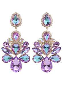 Hoa tai kẹp không xỏ khuyên, kẹp xích hợp kim đồng đính đá pha lê hàn thủ công nhiều hình dạng hình học nhiều màu sắc, thích hợp đeo hàng ngày - E1414Clip - Xem 10