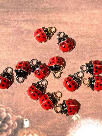 10pcs/Pack Zinc Alloy Ladybug Animal Pendant DIY Cute Insect Necklace Earring Accessories