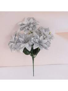 1 Strauß doppellagige künstliche Weihnachtsdekoblumen, Feiertags-Dekorblumen, geeignet für Weihnachtsbaum-Dekoration und Feiertags-Geschenke