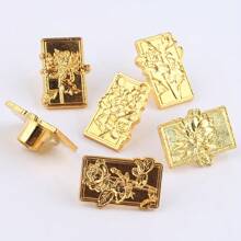 6 件金属合金蜡印章套装，带可更换木柄 - 猫、山茶花图案，适用于邀请函、卡片、信封、礼品包装、压印、花卉设计 - 金色 - 查看 9