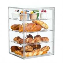 Clear Bread Box Pastry Display Case For Kitchen Countertop Adjustable Bakery Bread Storage Container With Magnetic Door 25 * 29 * 39cm - 如圖 - 查看 1
