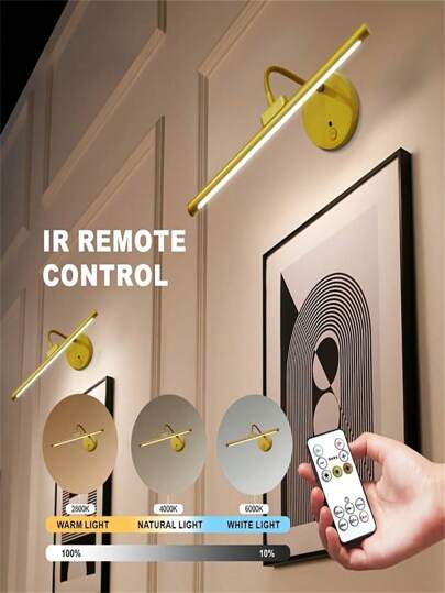 1pc Moderne LED Wand Lamp Remote Dimmable Art Verlichting Temperatures, Timer, USB Cable Included, Metal Finish, Semi Flush Mount Gallery Display, Lights Bedroom, Lighting Ceilin(1800mAh) view 4