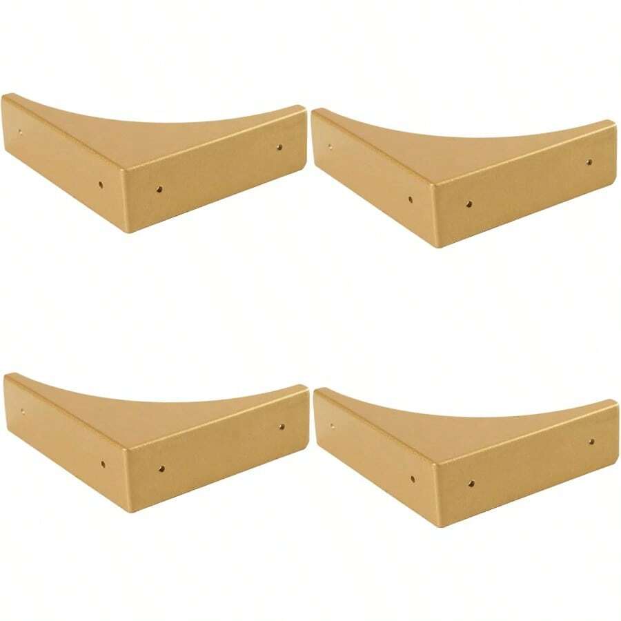 KYIEN Gold Metal Corner Protector 65MM 4 Pack Decorative Corner Brackets For Wood Furniture Sliding Barn Door Table Desk Antirust Zinc Alloy Cover Guard With Screws