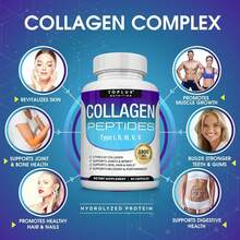 Toplux Multi Collagen Peptides Pills – 1800mg Hydrolyzed Complex Type I, II, III, V, X | Supports Skin, Hair, Joints & Bones | Keto Friendly | 90 Capsules - 1 Bottle - 查看 3
