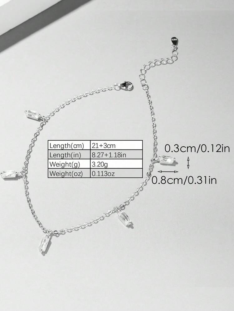 SYMFNY 1 Vòng Chân Hình Học Đính Đá Cubic Zirconia Thời Trang Dành Cho Phụ Nữ Đi Làm Hàng Ngày Ngày Lễ - Bạc - Xem 3