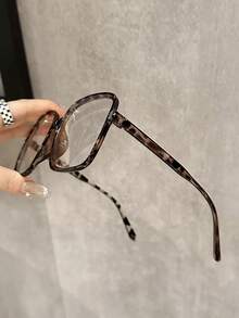 1 件女士多色塑料超大方形全框平面镜片经典色调基本款休闲四季现代简约风格透明眼镜组合适合办公室装扮、阅读、街头摄影、日常生活、商务休闲女士时尚配饰 - 無色 - 查看 9