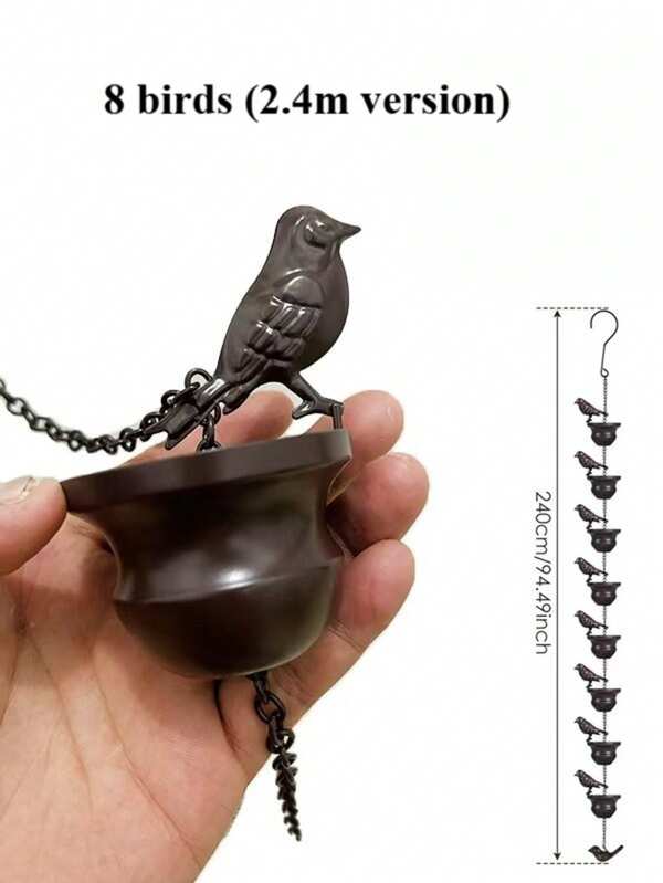 Cadena de pájaros de metal para canalones - Decoración de jardín vintage, regalo perfecto para el hogar y la terraza