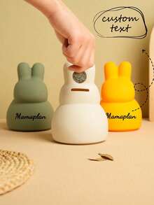 1pc Print On Demand Personalized Customization Name Silicone Rabbit Piggy Bank Custom Coin Bank Cute Rabbit Shape Children Products Practical Gifts For Kids Money Box Back To School - Multicolor - View 1