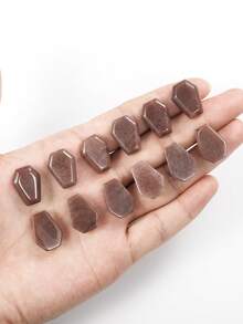 Natural Crystal Agate Gold Swan Stone Strawberry Stone Sesame Red Stone Mini Coffin Pendant, Gemstone Decorative Tray, Funny Halloween Easter Decorations, Unique Home Decor Gift Ideas - Multicolor - View 5