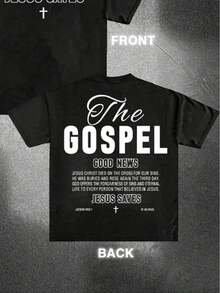 JESUS SAVES  Men's Fashion Men's Printed Short Sleeved T-Shirt, Men's Round Neck Top, 180g 100% Pure Cotton Fabric - Comfortable And Casual Summer Street Style Short Sleeved T-Shirt, Cool Design Retro Summer Men's Daily Wear T-Shirt Print - 黑色 - 查看 2