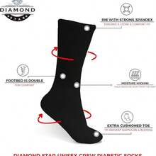Diabetic Crew Socks Mens, Womens Loose Fit - 3 Pairs - 黑色 - 查看 4