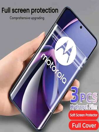 3 piezas de película de hidrogel HD para Moto Edge 2025 2024, protector de pantalla flexible y transparente de cobertura completa, anti huellas dactilares, sin burbujas, no de vidrio, resistente al agua, a los golpes, a las caídas y a los arañazos