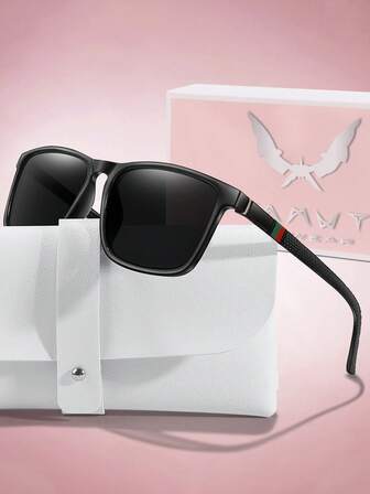 女士经典方形眼镜配有眼镜盒和礼品包装，休闲复古色调，适合日常穿着、购物、自拍、派对、旅行、海滩、度假、钓鱼。