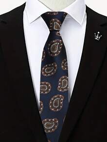 1pc Extra Large Paisley Pattern Handmade Unisex Necktie, Suitable For Casual, Street, Party, Wedding - Multicolor - View 16