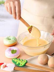 1pc Christmas Element Cream Scraper Santa Claus Cartoon Silicone Scraper Cake Spatula Baking Small Tool - Multicolor - View 3