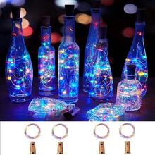 Conjunto de 4 Peças com 20 Luzes de Rolha de Garrafa LED, Luzes de Fada de Fio de Cobre Mini, Luzes de Estrela Acionadas por Bateria, Adequadas para DIY, Casamentos, Festas, Uso Interno e Externo (Branco/Branco Quente/Colorido) - bordô - Visão 13