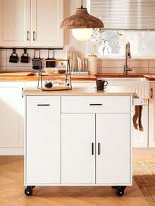 SoBuy Kitchen Cart FKW126-WN - White - View 1