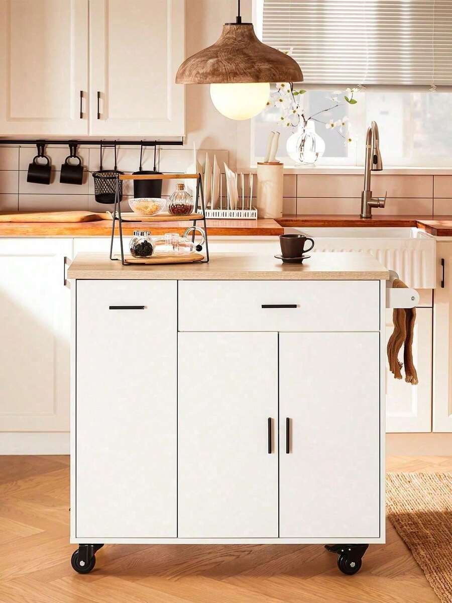 SoBuy Kitchen Cart FKW126-WN - White - View 1