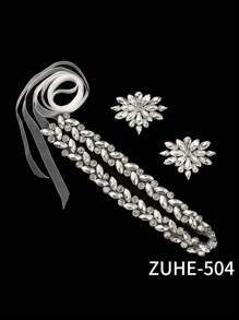 1件镶钻奢华婚纱腰带，手工女士时尚腰带，情人节配饰