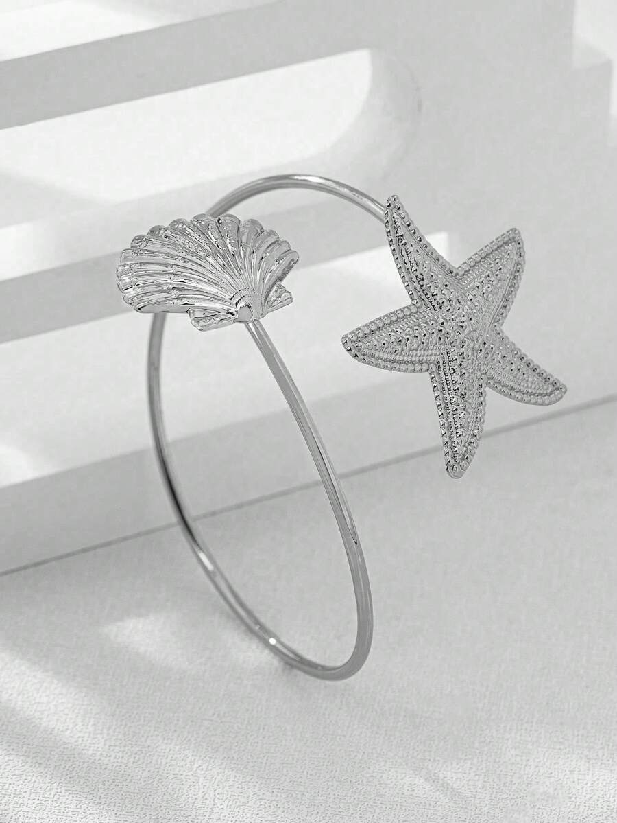 1 chiếc vòng tay hình sao biển đa năng thời trang tối giản, phong cách đại dương - Bạc - Xem 1