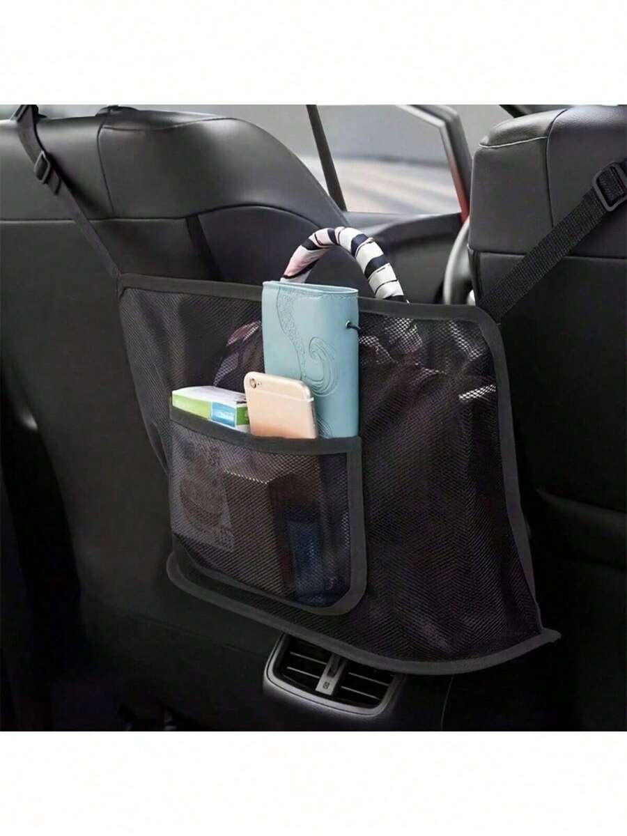 1 Peça Bolsa de Rede de Armazenamento de Assento de Carro de Grande Capacidade, Bolsa Suspensa Multiuso para Assento, Organizador Portátil Adequado para a Maioria dos Carros/SUVs e Outros Veículos - A - Visão 1