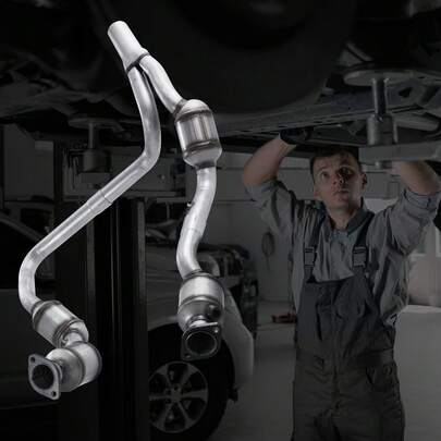Catalytic Converter, 2 Pack, Compatible With 2007-2009 3.8L V6, Front, Right, Replacement OE 50482, Stainless Steel Material High Flow Converter, For Exhaust Gas Purification