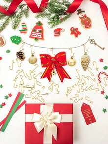 50pcs Christmas Ornament S Shaped Hooks Metal Wire Hook Xmas Tree Balls Pendant Hanging Holders For Home New Year Party Decor Wholesale, Mini Christmas Decoration Hangers, Multi-Functional S-Hook,Christmas Vine