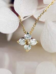 Shescity 1件18K镀金锆石花朵吊坠，适合女士日常及派对佩戴