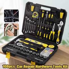 Hand Tool Kit Set 108pcs Household Daily Maintenance Car Repair Hardware Tools - Yellow+Black - View 1