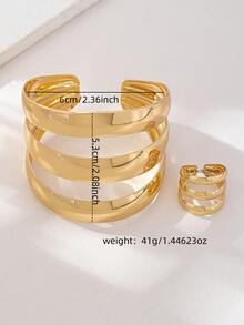 1套时尚不对称手链和1个戒指女士手链套装 - 金黃色 - 查看 5