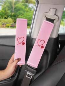 2Pcs Heart Embroidered Seat Belt Shoulder Pads – Soft, Comfortable & Thickened Design For Driver & Passenger – Adjustable Fit, Elegant Stitching, All-Season Car Interior Accessory (Perfect Gift For Her, Couples, Mothers)