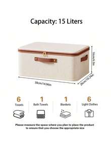 1pc Beige Linen Fabric Zipper Storage Box With Lid - Foldable, Washable, Suitable For Wardrobe Storage Box, Clothes, Underwear, Socks, Lingerie, Suitable For School Supplies, School Accessories Household Use