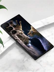 1个威猛狮王与王后防摔防滑黑色手机壳，兼容三星Galaxy A04e/A05s/A13/A14/A15/A34/A35/A50/A52/A53/A54/S21/S22/S23/S24/S25/S25Ultra/24fe，国际版，非国内版 - 黑色 - 查看 4