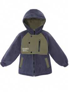 معطف مبطن للأولاد الصغار بأكمام طويلة ودافئ بسحاب، بنمط أرنب كرتوني وزهور، معطف دافئ للشتاء