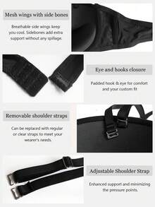 5 pezzi Reggiseno donna con colore unito, spalline rimovibili, comodo per il busto, con anelli metallici, spalline rimovibili, con vari metodi di indossamento, adatto per appuntamenti, vacanze, uso quotidiano, abiti da sposa, abiti formali, abiti senza spalline - Multicolore - Visualizzare 9