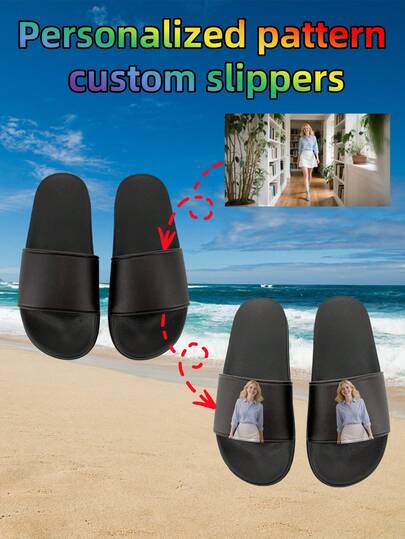 Customized Women's Slippers, Personalized Pattern Slippers, Customized Gifts, Couple Gifts, Halloween Gifts, Suitable For Beach/Party/Hotel/Outdoor/Home