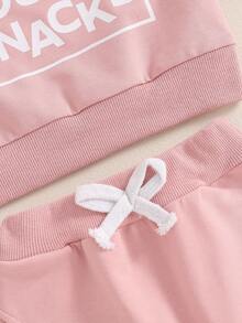 Toddler Baby Girl Clothes 6 12 18 Months 2T 3T 4T Long Sleeve Pullover Sweatshirt Pants Infant Fall Winter Outfit - Hồng - Xem 6