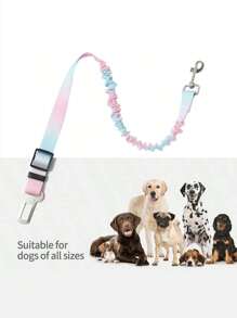 PETSIN 1pc Dog Car Seat Belt, Adjustable Elastic Buffer Retractable Pet Car Belt With Traction Function - Multicolor - View 2