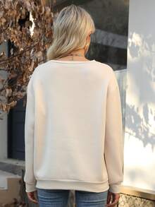 Casual Letter Printed Hooded Sweatshirt, Autumn And Winter Velvet Top, Women's Clothing