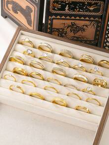 3/6/9/12/14/16/20/26pcs Minimalist Elegant Stainless Steel Women Rhinestone Mixed Batch Rings, Suitable For Men & Women, Daily Matching, Festivals, Engagements, Weddings, Gifts For Lovers, Friends, Family, Random Styles & Sizes